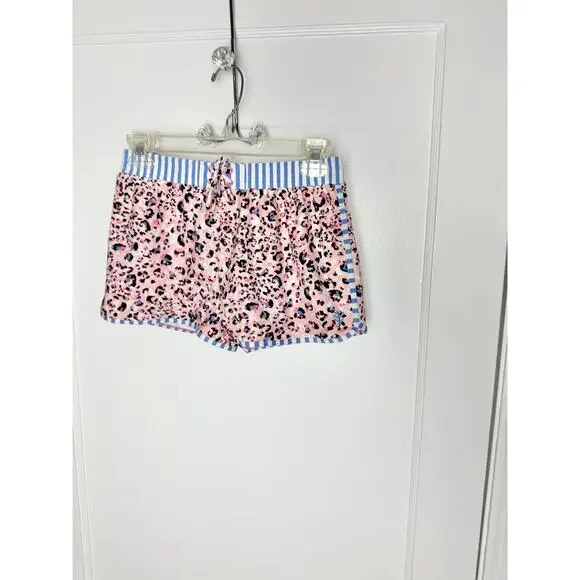 Coolibar UPF 50+ Shorts Youth XL Pink Blue Cheetah Print Athletic Shorts Stretch - Picture 1 of 6